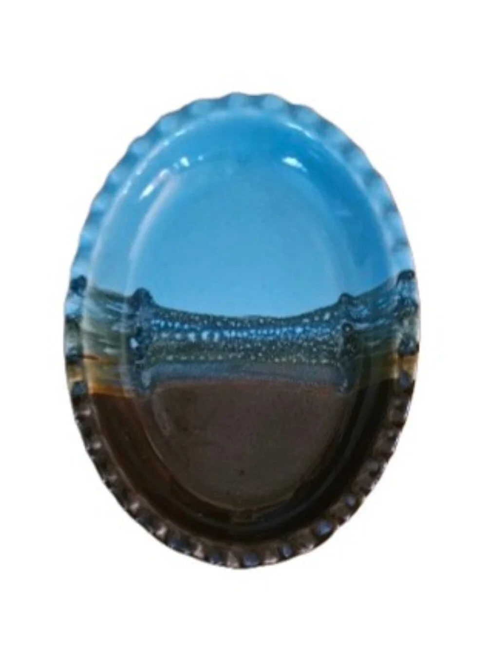 *Neher Vintage Clay in Motion Handmade Ceramic Oval Platter in Ocean Tide